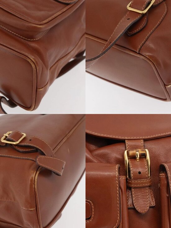 GUCCI Bamboo Backpack Leather Brown Gold 003 2058 0016 Auth ep14447 main image 5